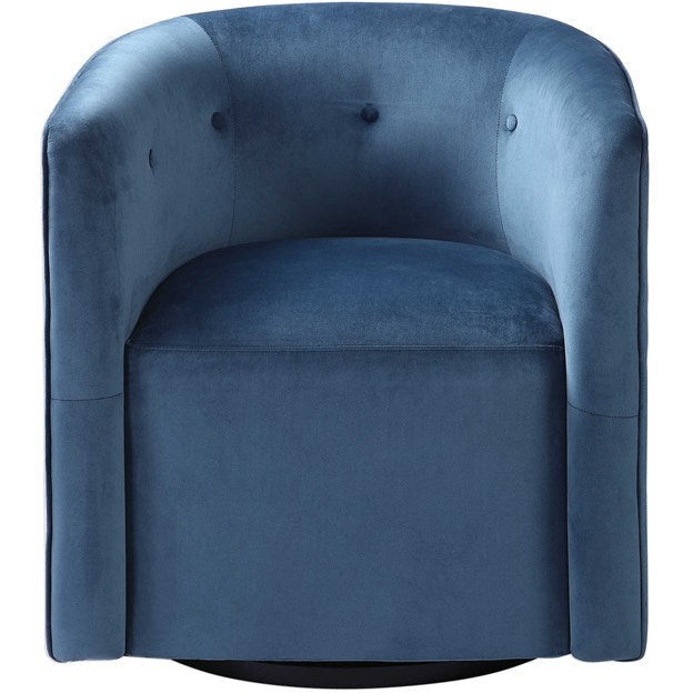 Uttermost Mallorie Ink Blue Velvet Barrel Swivel Chair - Image 2