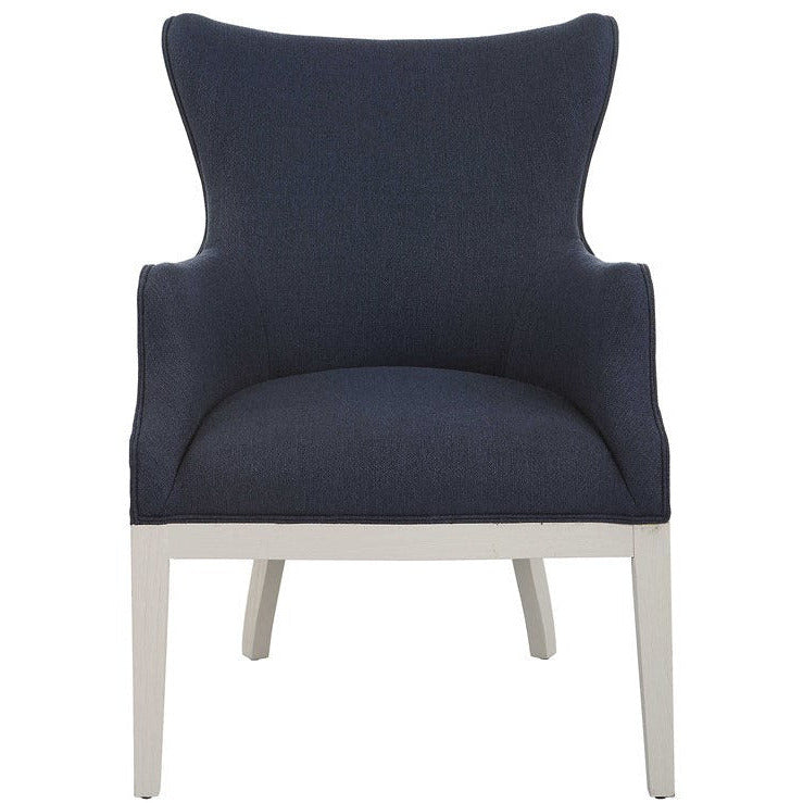 Uttermost Gordonston Regatta Blue Fabric White Wood Accent Armchair - Image 3