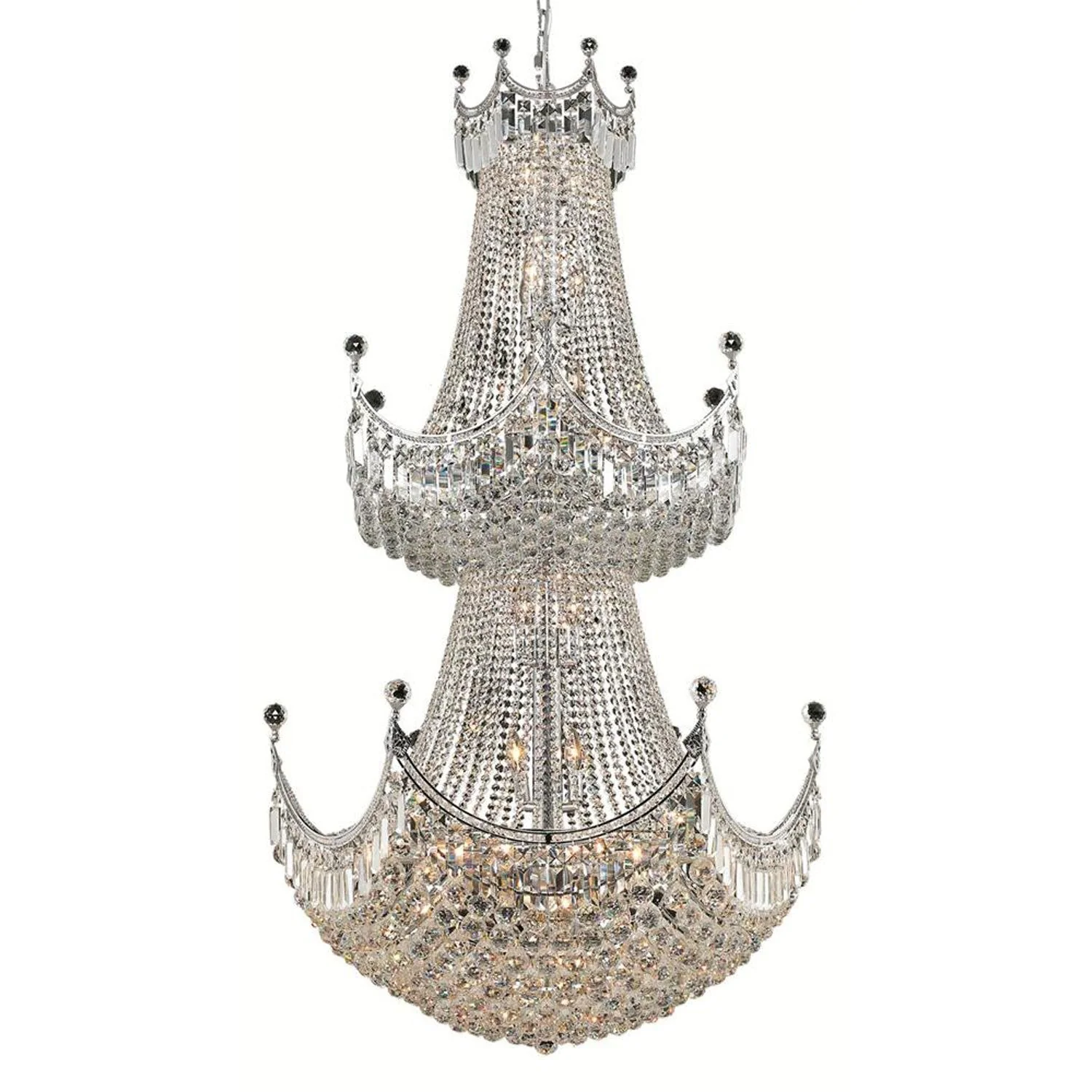 Corona Chrome Thirty-Six Light 36-Inch Two-Tier Chandelier with Royal Cut Clear Crystal - Image 1
