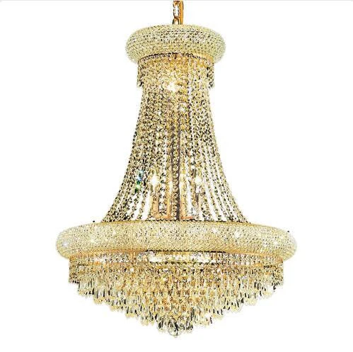 Elegant Lighting Primo Prism Gold Fourteen-Light 24-Inch Chandelier with Royal Cut Clear Crystal - Image 1
