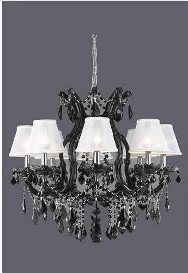 Black Nine-Light Chandelier with Jet Black Royal Cut Crystal - Image 1
