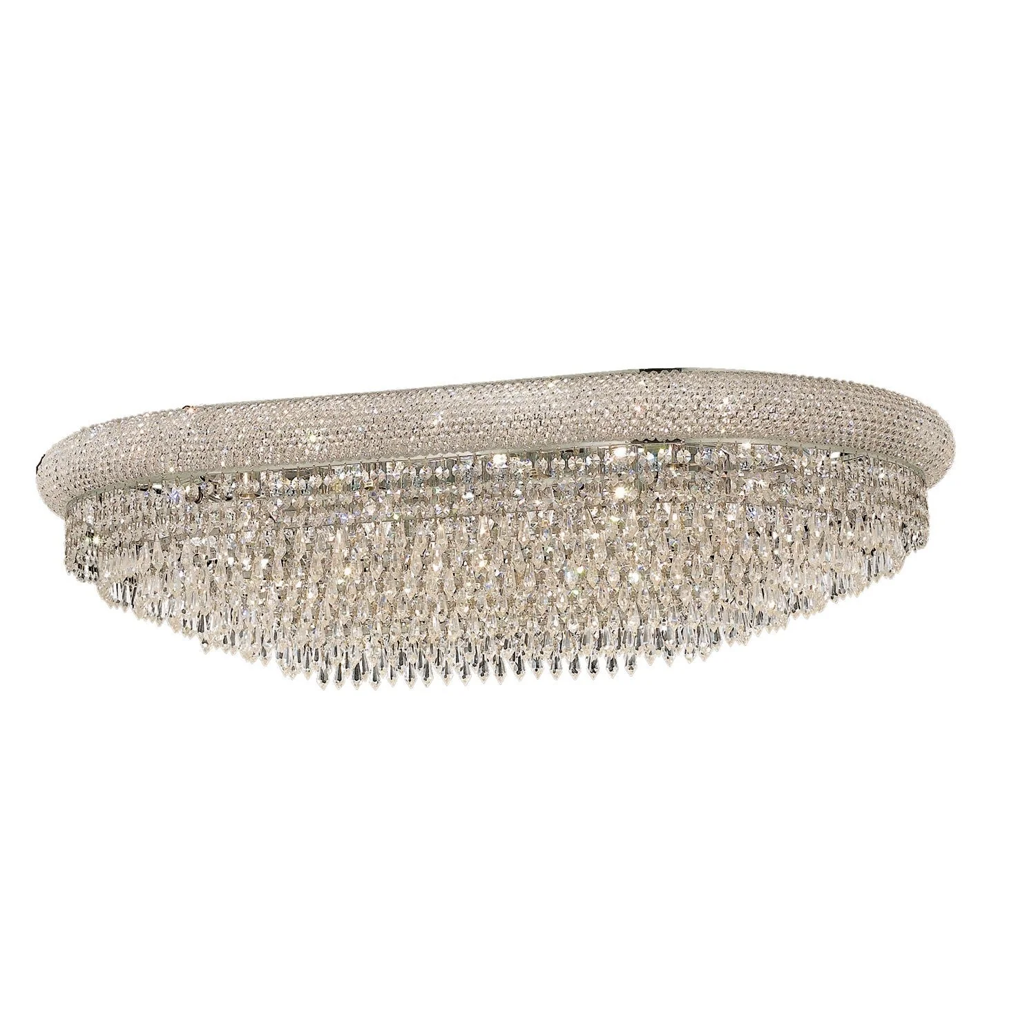 Primo Prism Chrome Twenty-Four Light 40-Inch Oblong Flush Mount with Royal Cut Clear Crystal - Image 1