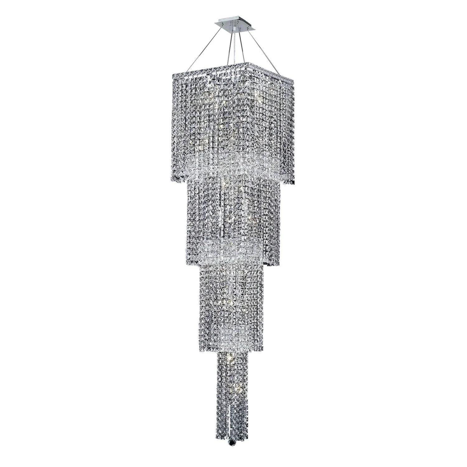 Maxim Chrome Eighteen-Light 18-Inch Four-Tier Square Pendant with Royal Cut Clear Crystal - Image 1