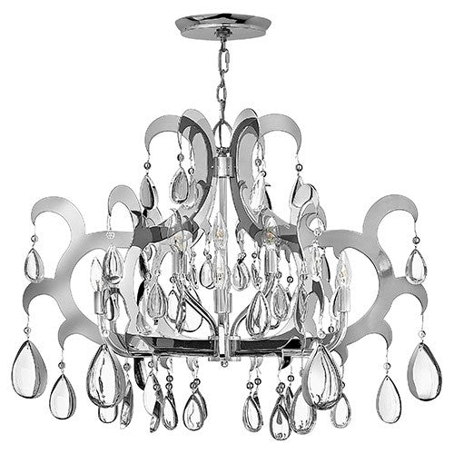 Polished Stainless Steel Twelve-Light Chandelier - Image 1