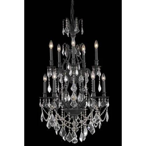 Dark Bronze Ten-Light Chandelier with Golden Shadow/Champagne Royal Cut Crystals - Image 1