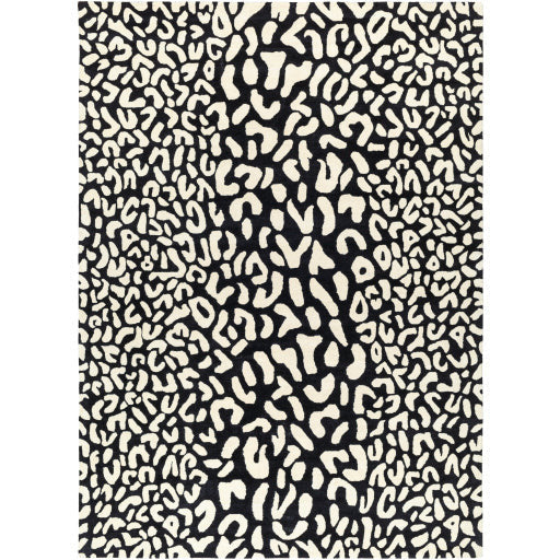 Surya Rugs Athena Collection Cream & Black Leopard Animal Print Area Rug ATH-5169 - Image 1