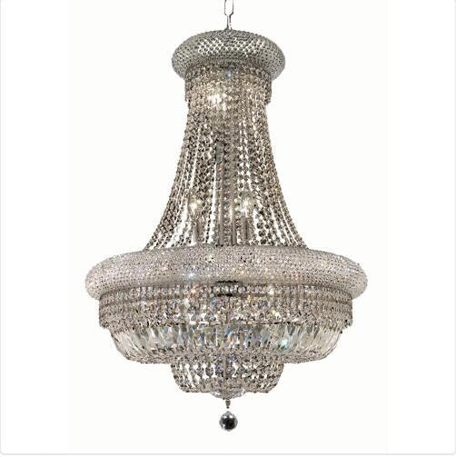 Elegant Lighting Primo Chrome Fourteen-Light 24-Inch Chandelier with Royal Cut Clear Crystal and Crystal Drop - Image 1