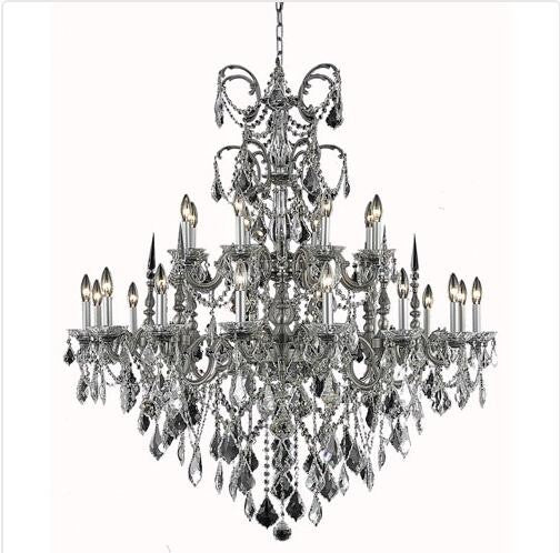 Pewter Twenty-Four Light Chandelier with Clear Royal Cut Crystals - Image 1