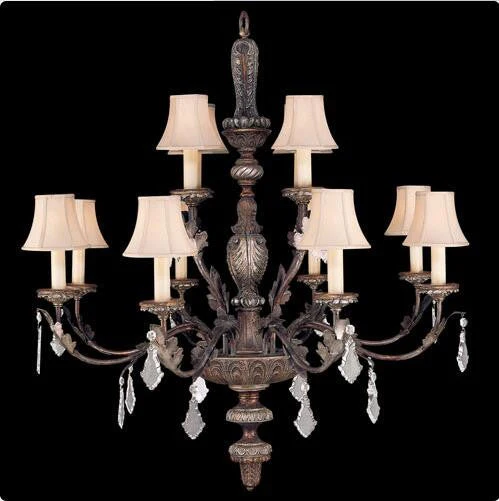 12-Light Chandelier in Tortoised Leather Crackle Finish - Image 1
