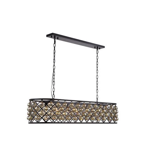 Madison Mocha Brown Seven-Light Pendant with Golden Teak Crystals - Image 1