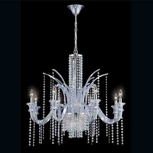 Chrome 14-Light 35.25-Inch Wide Chandelier with Ice Blue Crystal - Image 1