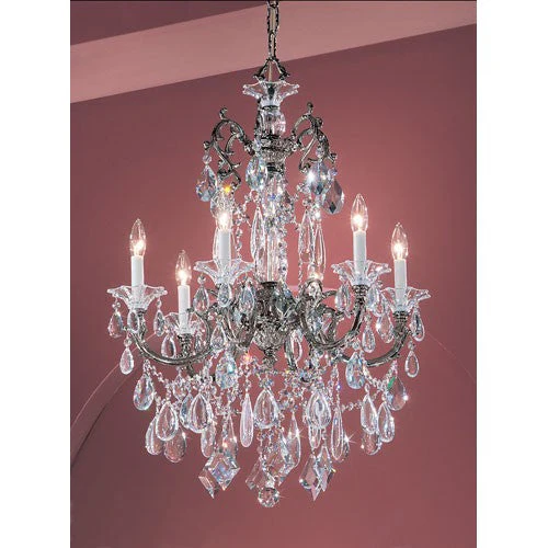 Via Venteo Ebony Pearl Six-Light Chandelier with Crystal Accents - Image 1