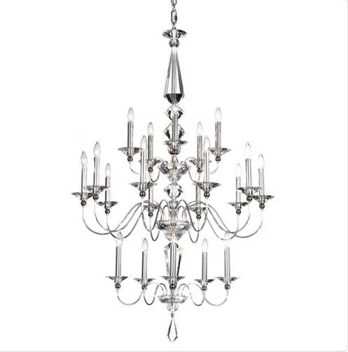 Silver 20-Light Clear Optic Handcut Crystal Chandelier, 36W x 57H x 36D - Image 1
