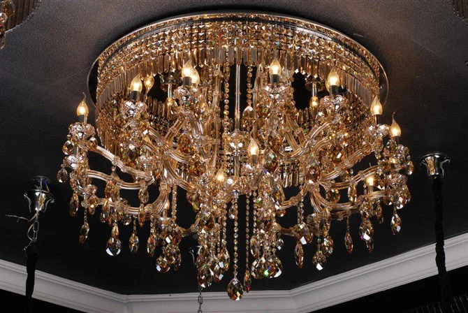 traditional crystal flush mount in cognac color - Image 1