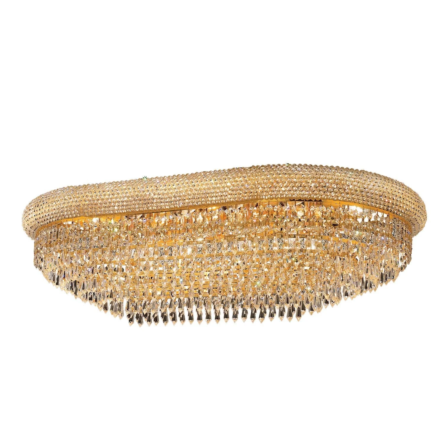 Primo Prism Gold Eighteen-Light 36-Inch Oblong Flush Mount with Royal Cut Clear Crystal - Image 1