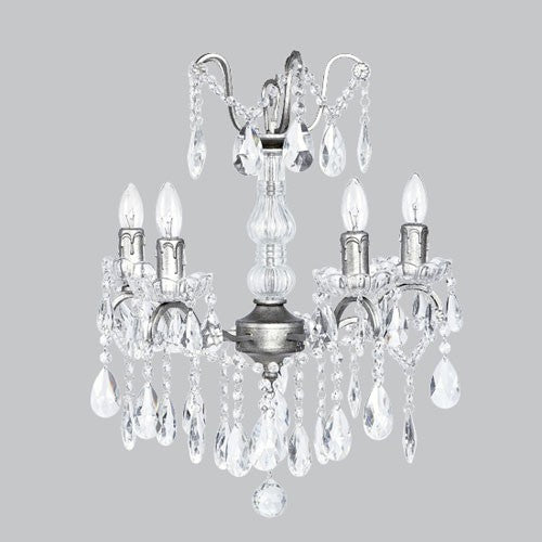 Pewter Four-Light Glass Center Crystal Mini Chandelier - Image 1