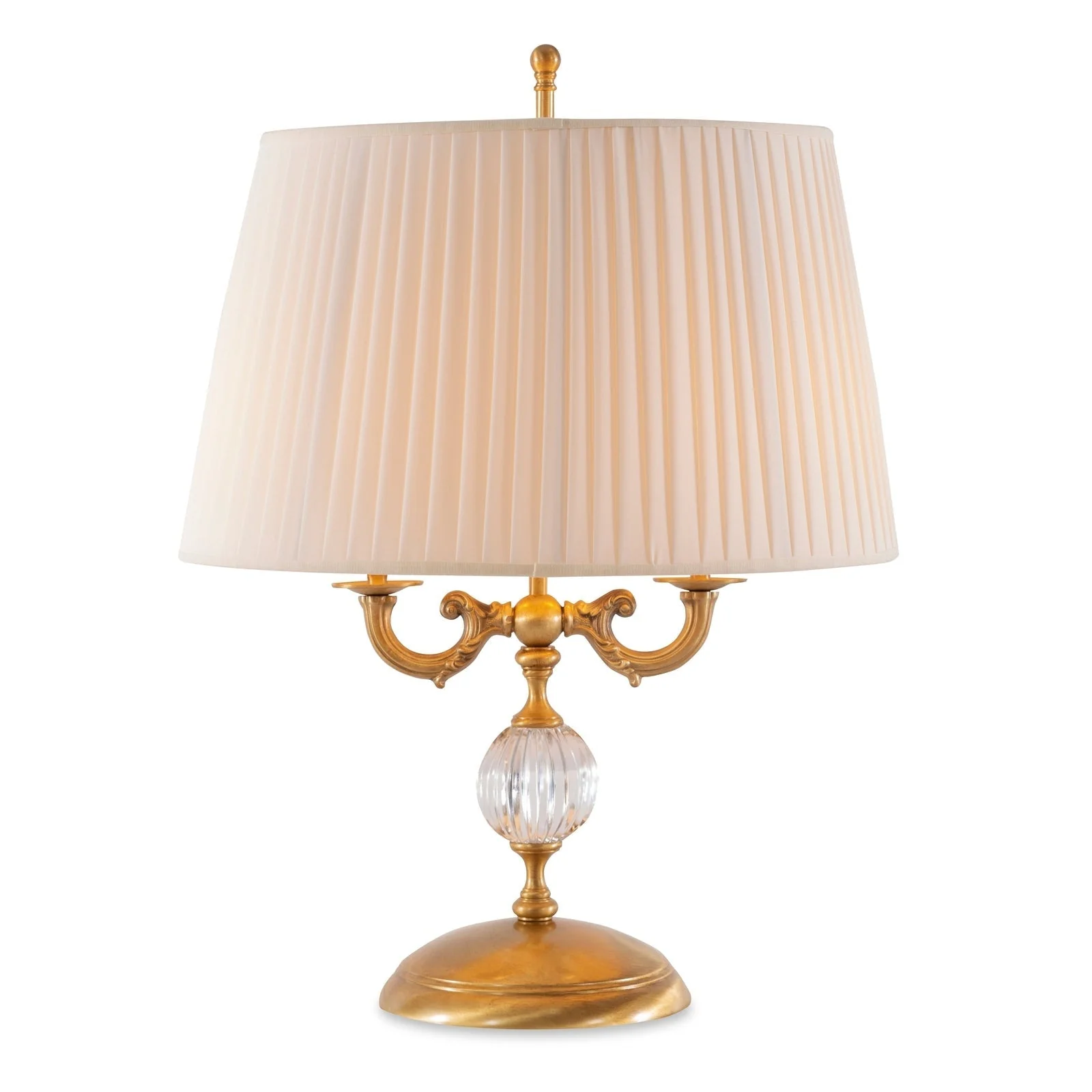 Maitland Smith Aged Brass Table Lamp with Crystal Insert - Image 2