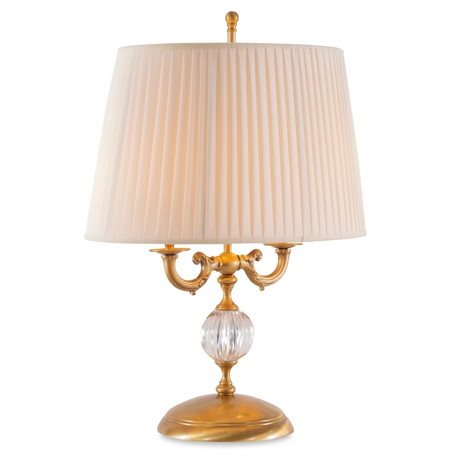 Maitland Smith Aged Brass Table Lamp with Crystal Insert - Image 1