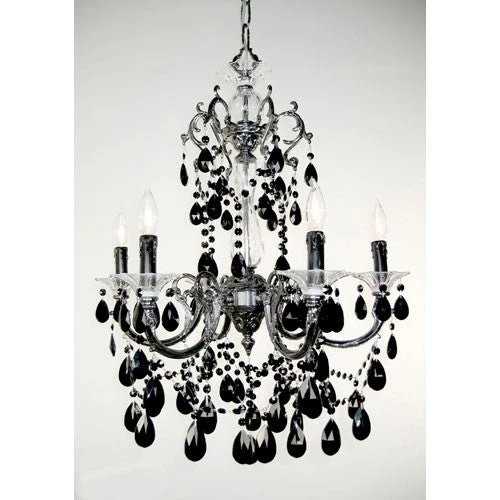Via Venteo Ebony Pearl Six-Light Chandelier with Black Crystal Accents - Image 1