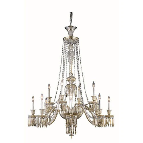 Majestic Elegant Cut Crystal Golden Teak 12 Light 55-in Chandelier - Image 1