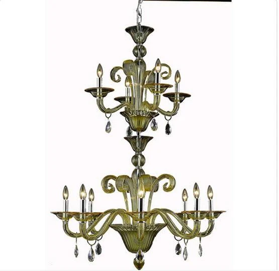 Yellow Twelve-Light Chandelier with Golden Shadow/Champagne Royal Cut Crystals - Image 1