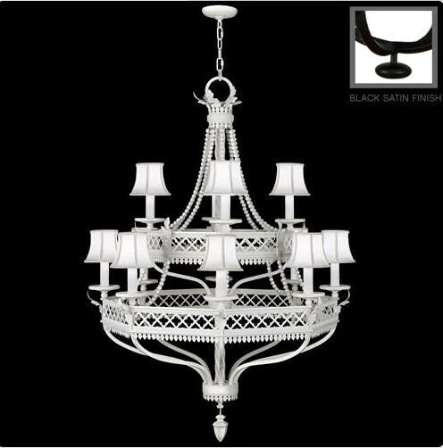 12-Light Chandelier in Black Satin Lacquer Finish - Image 1