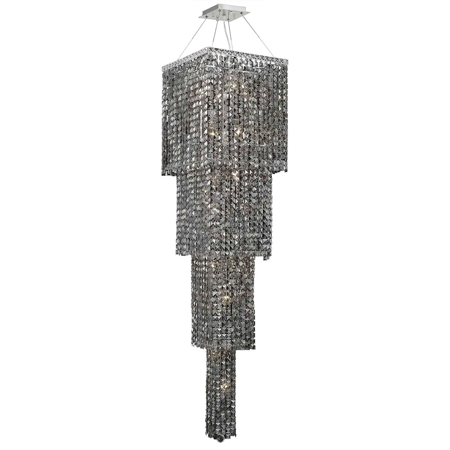 Maxim Chrome Eighteen-Light 18-Inch Four-Tier Square Pendant with Royal Cut Silver Grey Crystal - Image 1
