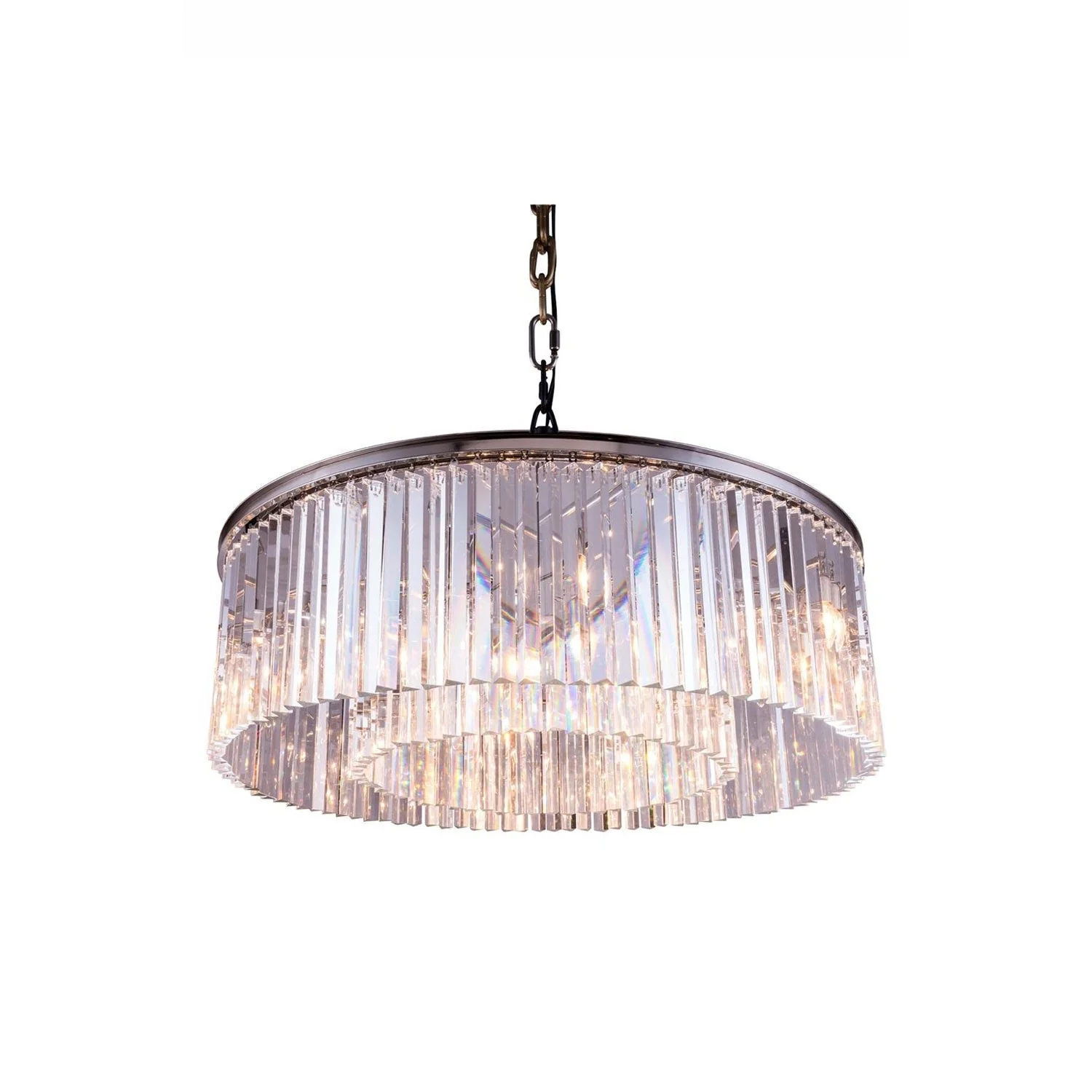 Sydney Polished Nickel Forty-Three-Inch Pendant with Royal Cut Clear Crystals - Image 1
