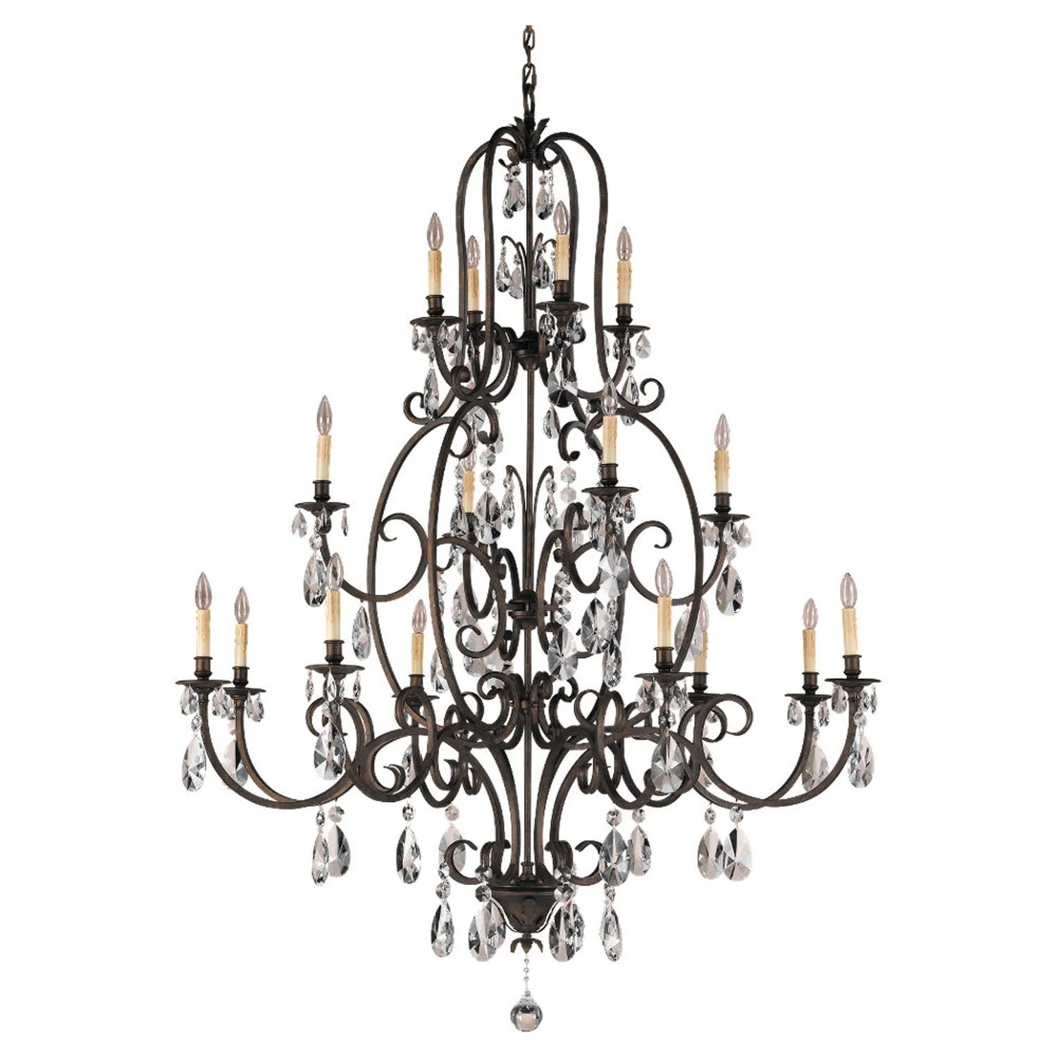 Aged Tortoise Shell Sixteen-Light Chandelier - Image 1
