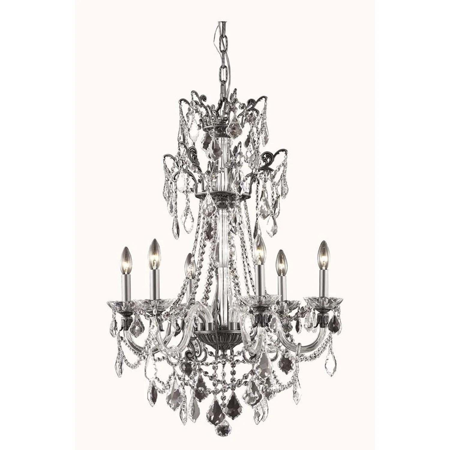 Bronze Six-Light Chandelier with Swarovski Elements Crystal - Image 1
