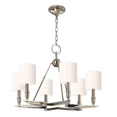 Bethesda Polished Nickel Six-Light Chandelier with White Shade - Image 1