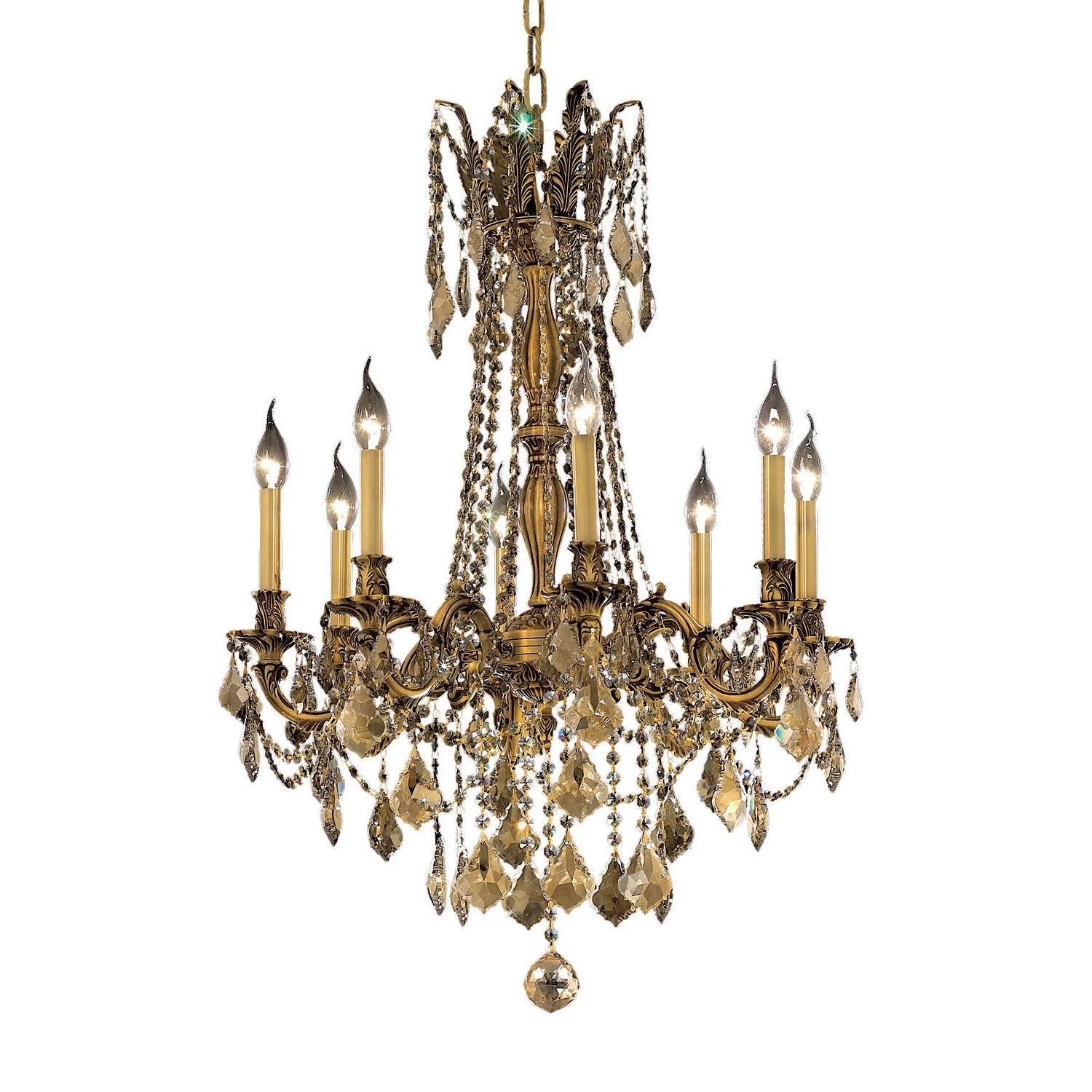 Rosalia French Gold Eight-Light 24-Inch Chandelier with Royal Cut Golden Teak Smoky Crystal - Image 1