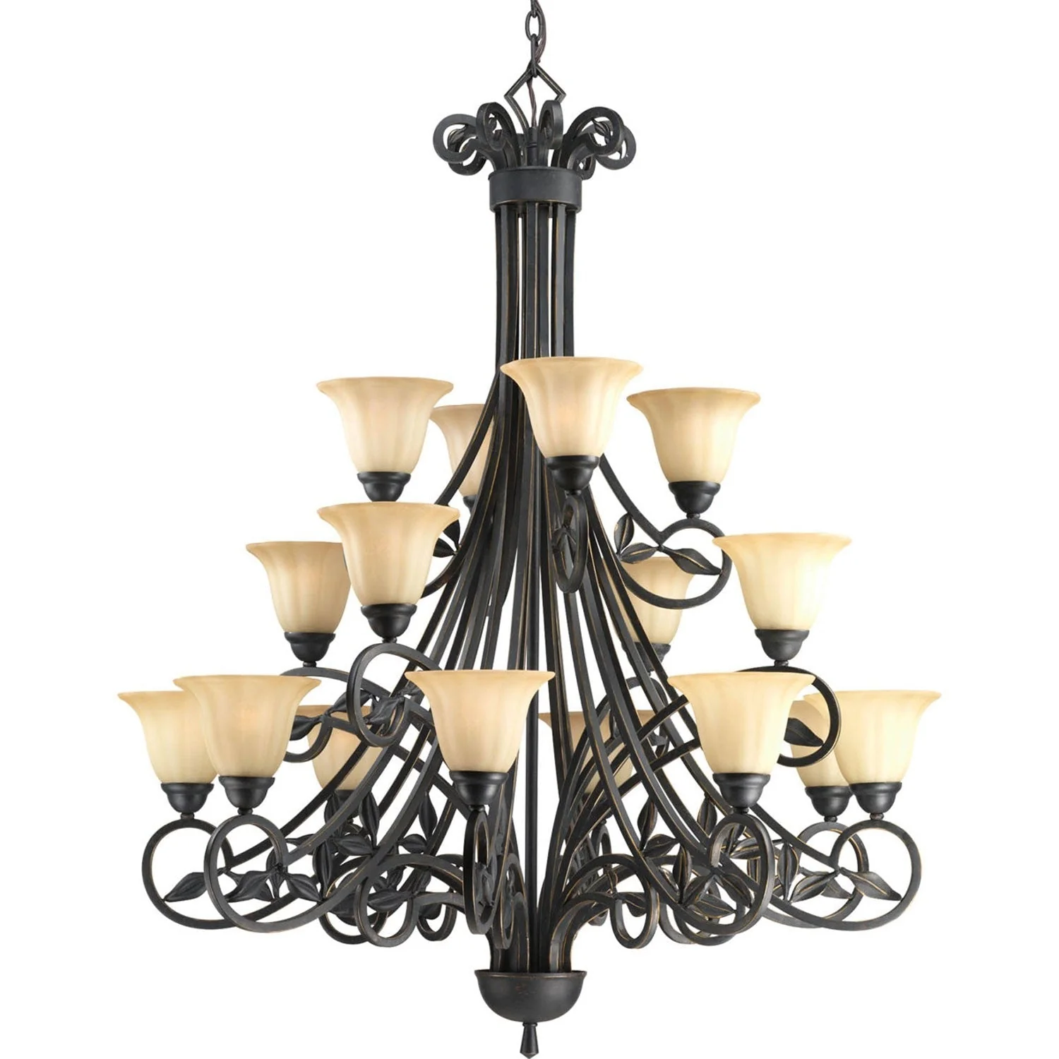 Le Jardin Espresso 16-Light Chandelier with Weathered Sandstone Glass - Image 1
