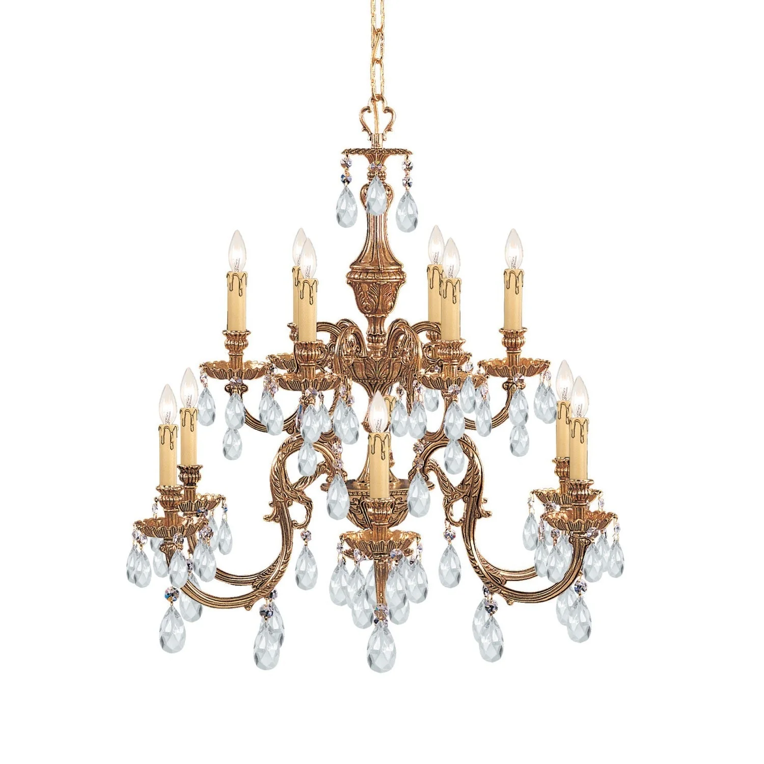 Novella Ornate Cast Brass Six-Light Chandelier with Swarovski Strass Crystal - Image 1