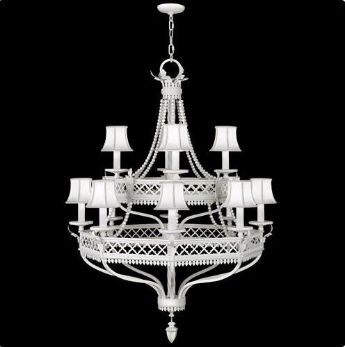 12-Light Chandelier in Studio White Satin Lacquer Finish - Image 1