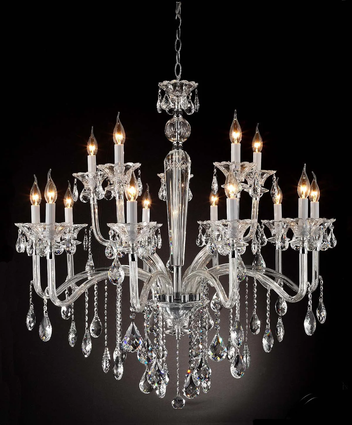 polished chrome 15 Lights Bohemian Crystal chandelier - Image 1