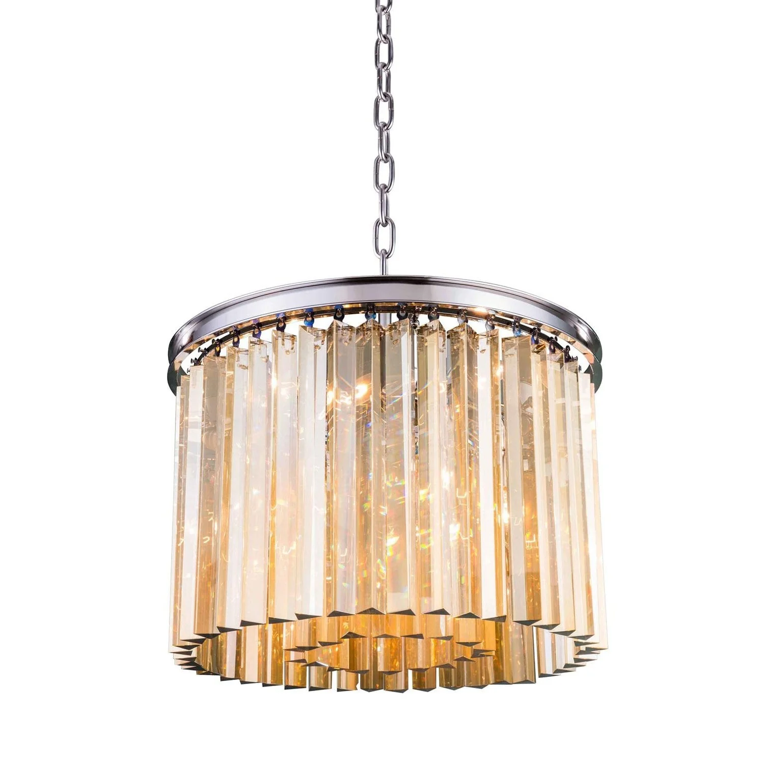 Sydney Polished Nickel Six-Light Pendant with Royal Cut Golden Teak Crystals - Image 1