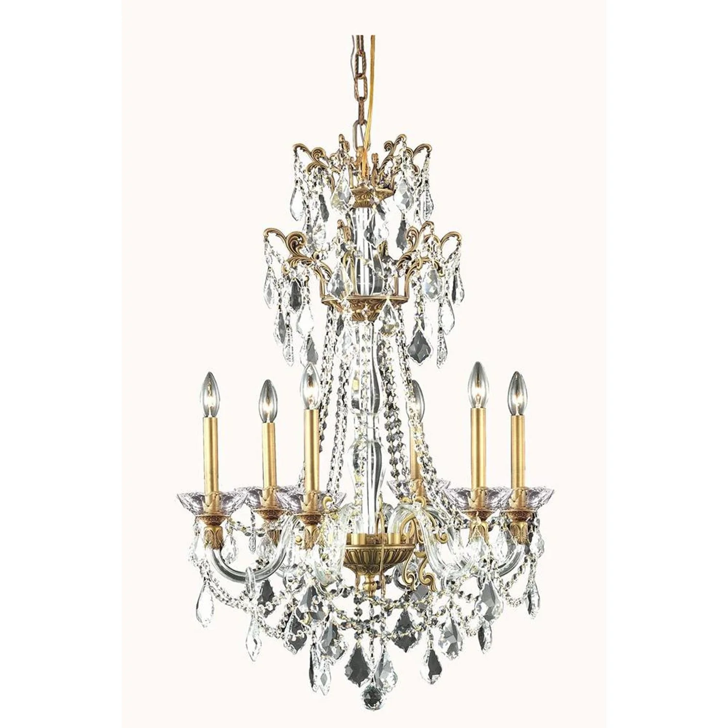 French Gold Six-Light Chandelier with Swarovski Elements Crystal - Image 1
