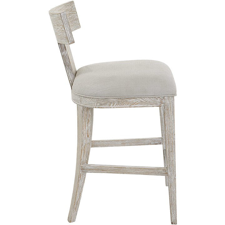 Uttermost Idris White Performance Fabric Whitewashed Wood Counter Stool - Image 3