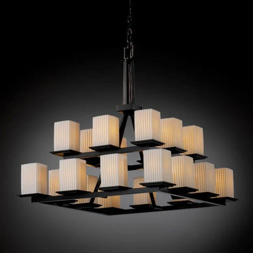 Group Limoges Montana 20-Light Matte Black Two-Tier Ring Chandelier - Image 1