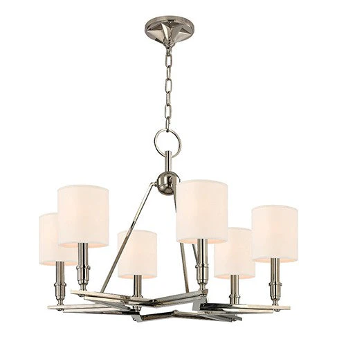 Bethesda Polished Nickel Six-Light Chandelier with Cream Shade - Image 1