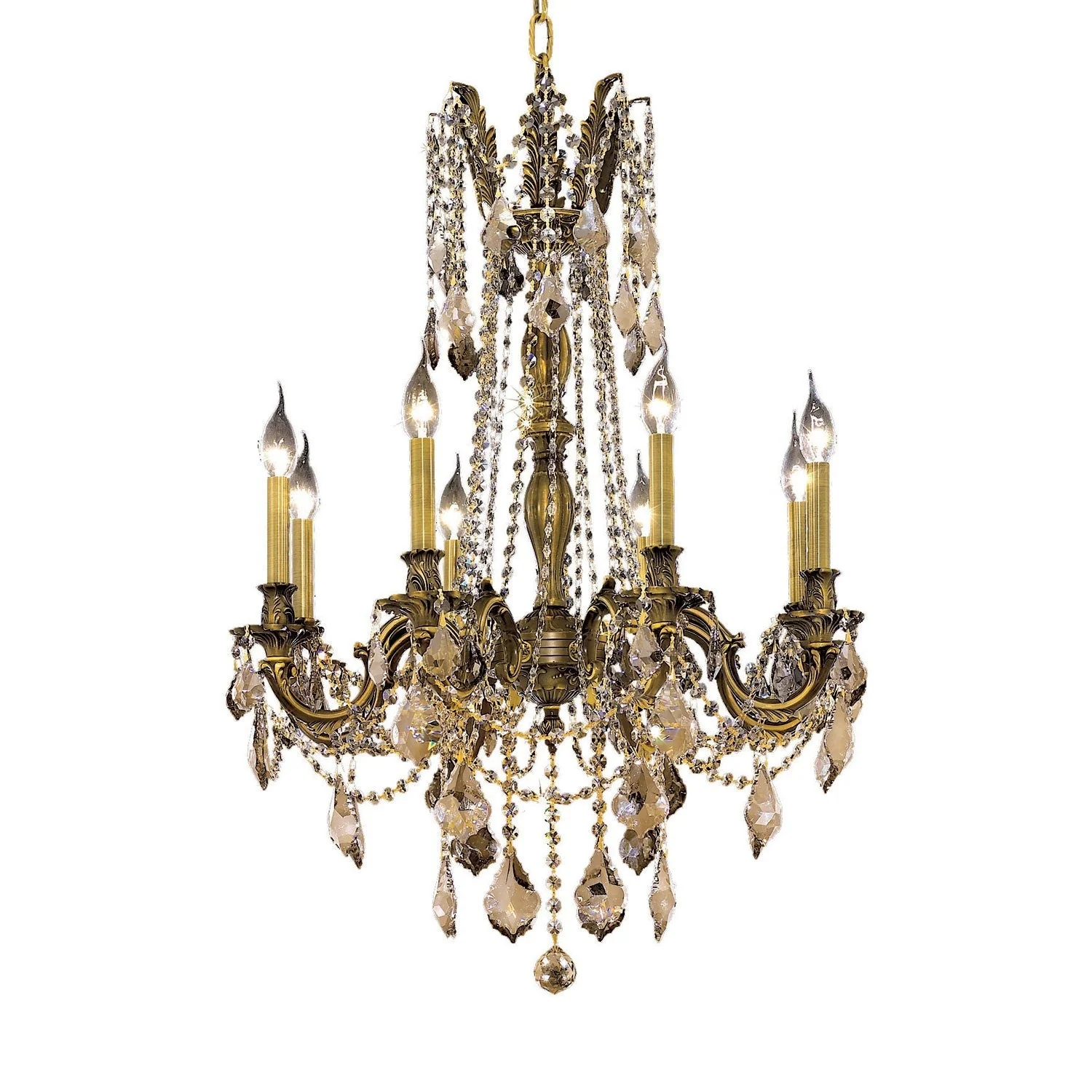 Rosalia Antique Bronze Eight-Light 24-Inch Chandelier with Royal Cut Golden Teak Smoky Crystal - Image 1