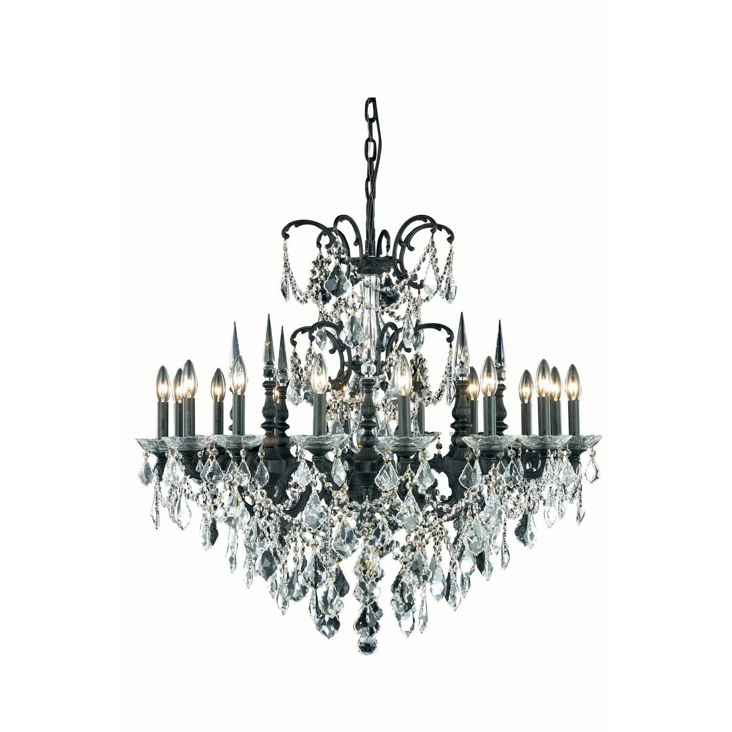 Athena Dark Bronze Sixteen-Light Chandelier with Clear Royal Cut Crystals - Image 1