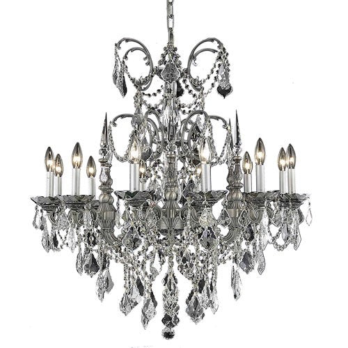 Athena Pewter Twelve-Light Chandelier with Clear Royal Cut Crystals - Image 1