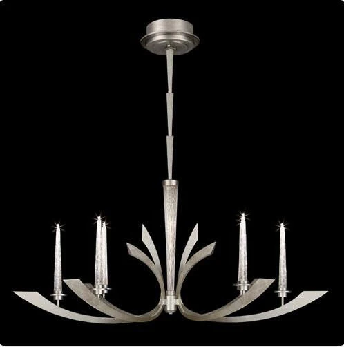 Silver Six-Light Chandelier in Silver Leaf Finish - Image 1