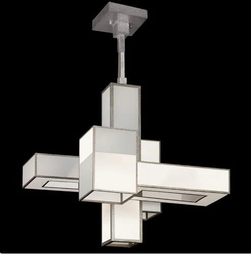 Silver Five-Light Chandelier in Warm Muted Silver Leaf Finish - Image 1