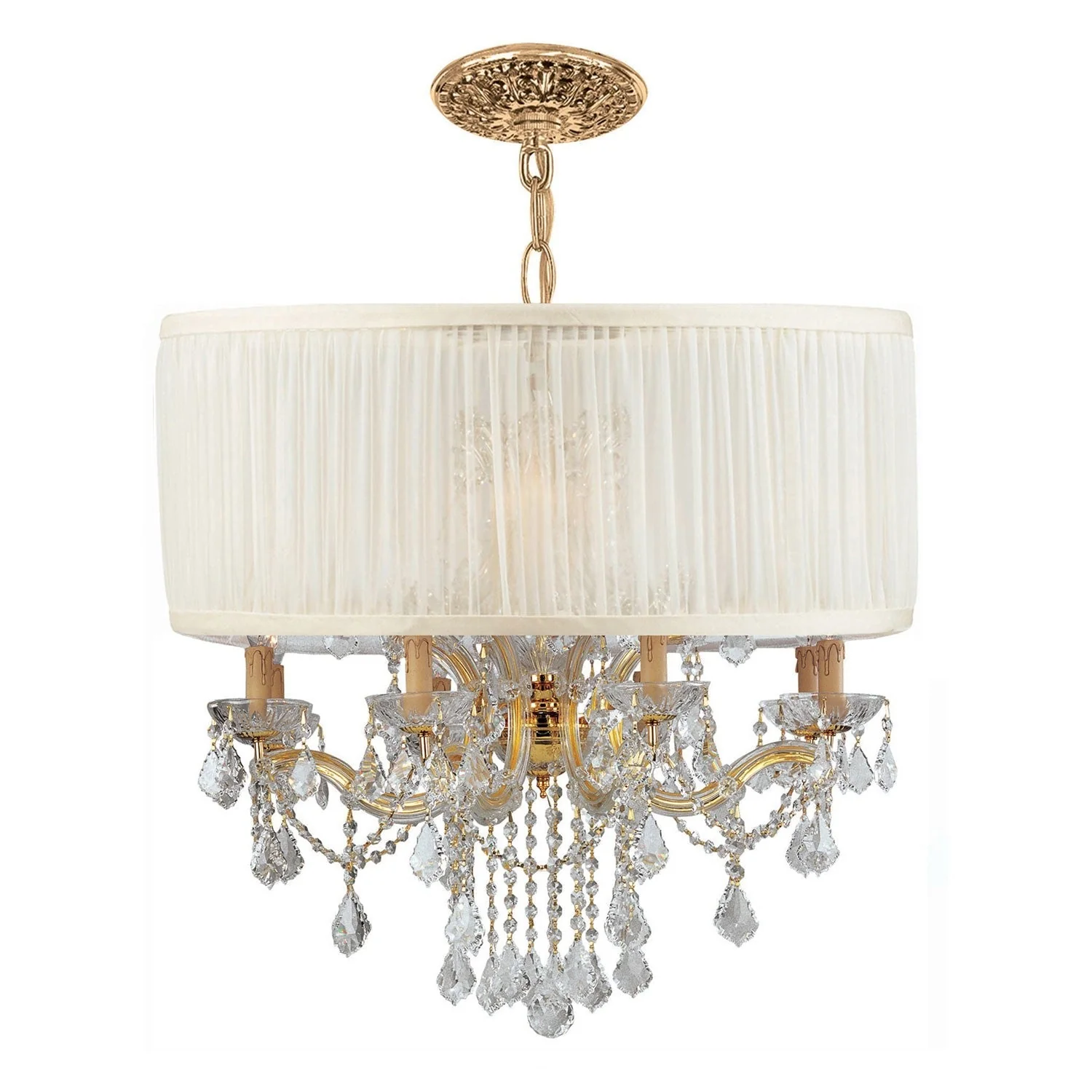 Group Brentwood Gold Twelve-Light Pendant Draped In Clear Swarovski Elements Crystal - Image 1
