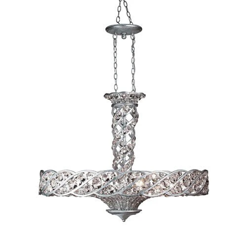 Catara Silver Leaf Eight-Light Oval Pendant - Image 1