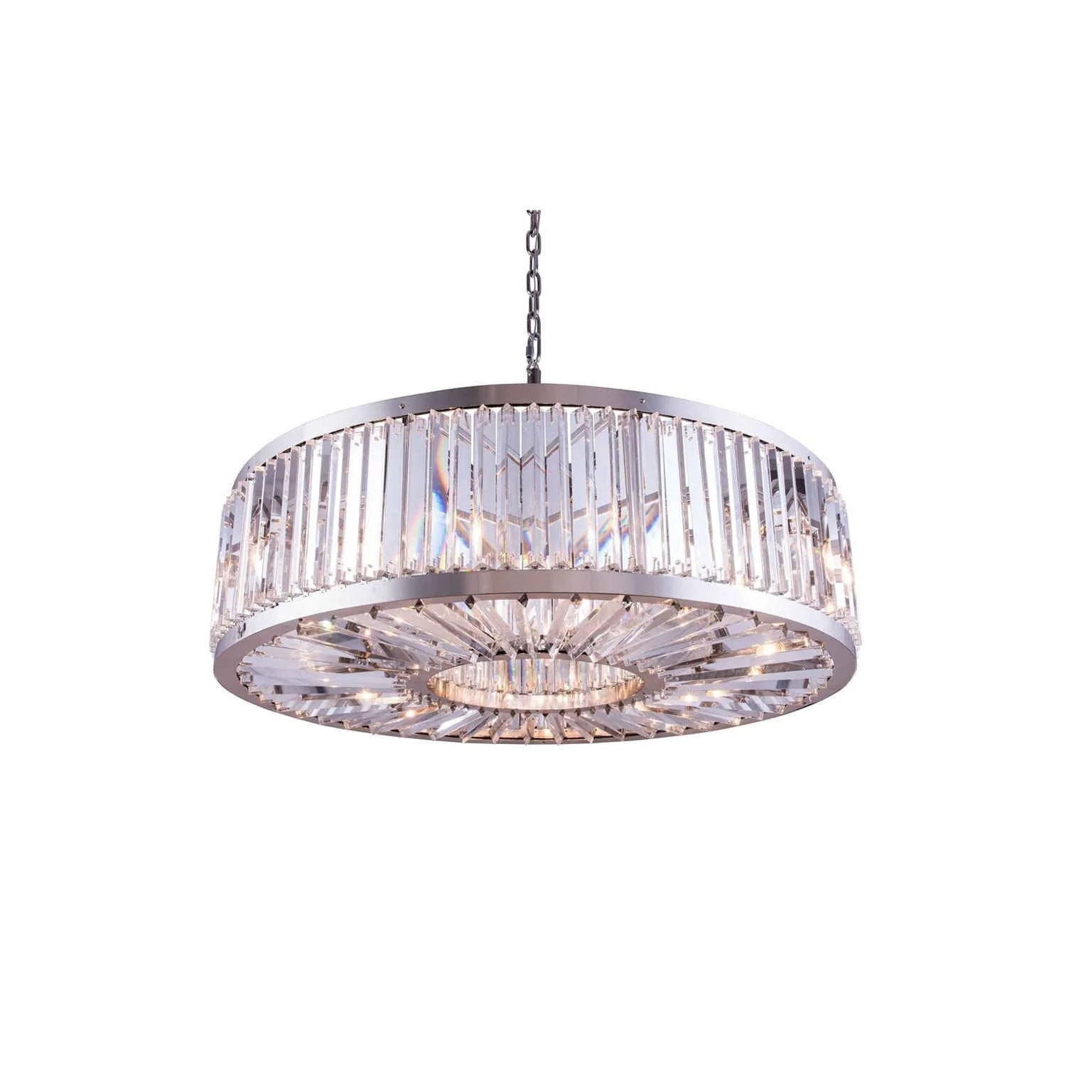 Chelsea Polished Nickel Forty-Three-Inch Pendant with Clear Crystals - Image 1