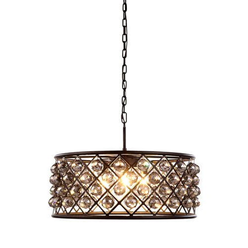 Madison Mocha Brown Six-Light Pendant with Faceted Silver Crystals - Image 1